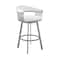 Armen Living Bronson 25" Counter Height Swivel Bar Stool in Silver Finish and White Faux Leather 721535761906 - alternate 1